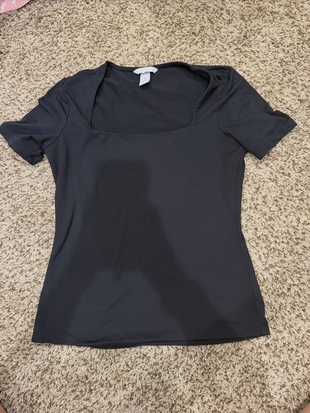 Women’s Black Square-Neck Short Sleeve Top
